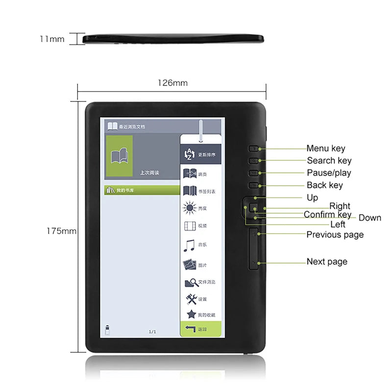 Dokunmatik E-Kitap 7 Inch 4GB/16GB/32GB (Portable Electronic Book 7 inch eBook Ereader 4GB/16GB/32GB)