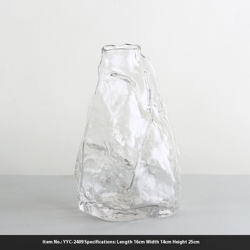 Transparan Modern Doğal Vazo (Transparent Irregular Mountain Vase Glass)