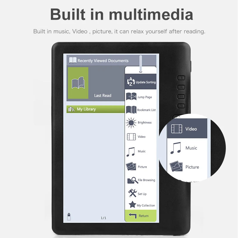 Dokunmatik E-Kitap 7 Inch 4GB/16GB/32GB (Portable Electronic Book 7 inch eBook Ereader 4GB/16GB/32GB)