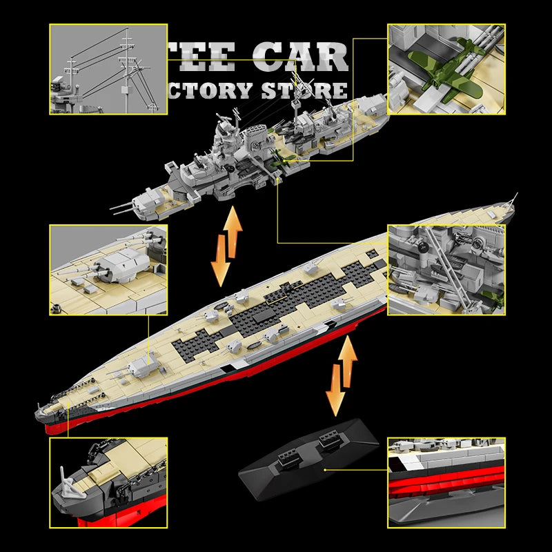 Savaş Gemisi Lego Oyunu (WW2 Navy Warship MOC Bricks Puzzle 3D)