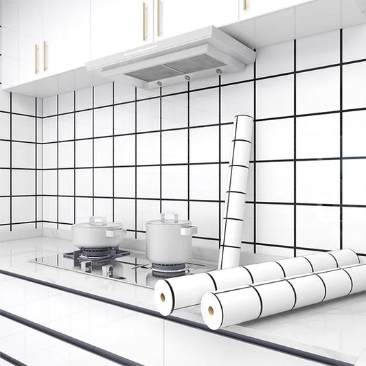 Kareli Su Geçirmez Dayanıklı Duvar Kağıdı (Adhesive Wall Wallpaper Easy Stick Waterproof and Oil Resistant)