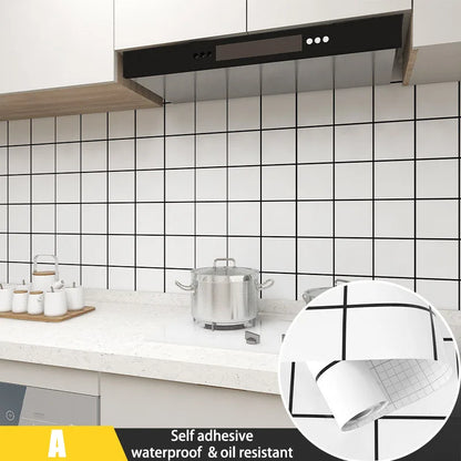 Kareli Su Geçirmez Dayanıklı Duvar Kağıdı (Adhesive Wall Wallpaper Easy Stick Waterproof and Oil Resistant)